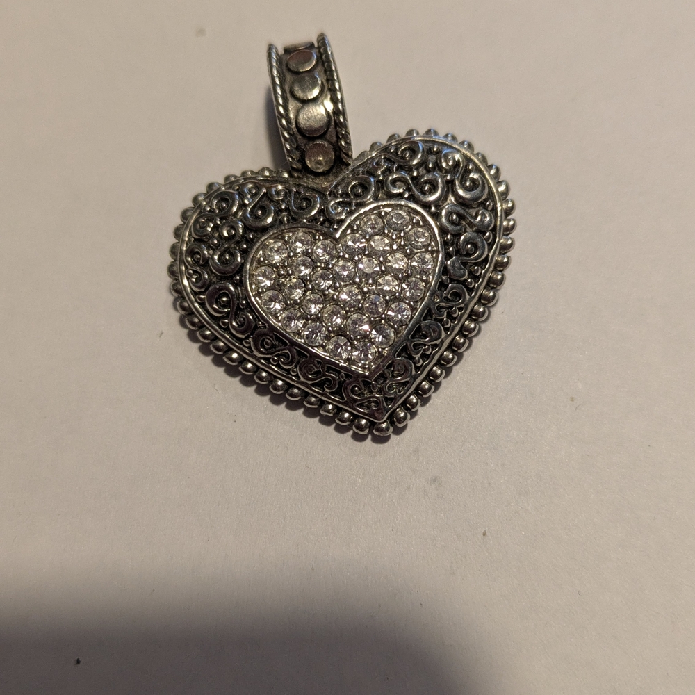 Elegant LIA SOPHIA Silver Heart Pendant with Crystals - LOVE DUST - reversible